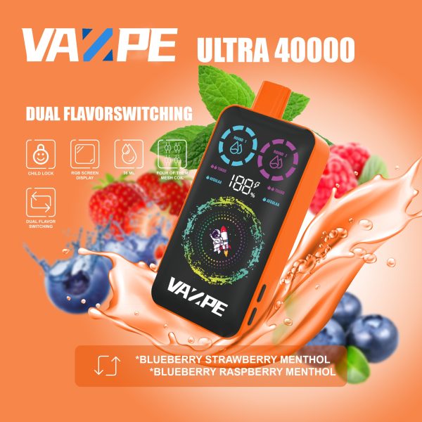 VAZPE Ultra 40K Blueberry Strawberry Menthol and Blueberry Raspberry Menthol VAZPE Ultra 40K Blueberry Strawberry Menthol and Blueberry Raspberry Menthol