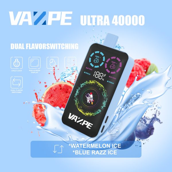 VAZPE Ultra 40K Watermelon Ice and Blue Razz Ice VAZPE Ultra 40K Watermelon Ice and Blue Razz Ice