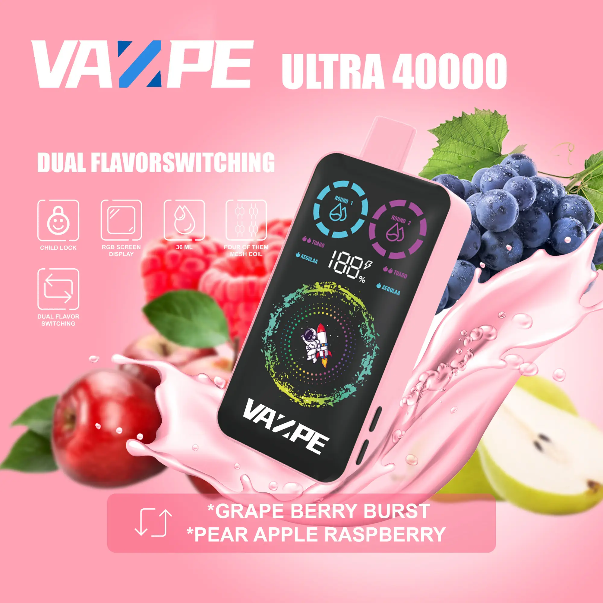 VAZPE Ultra 40K Grape Berry Burst in Pear Apple Raspberry