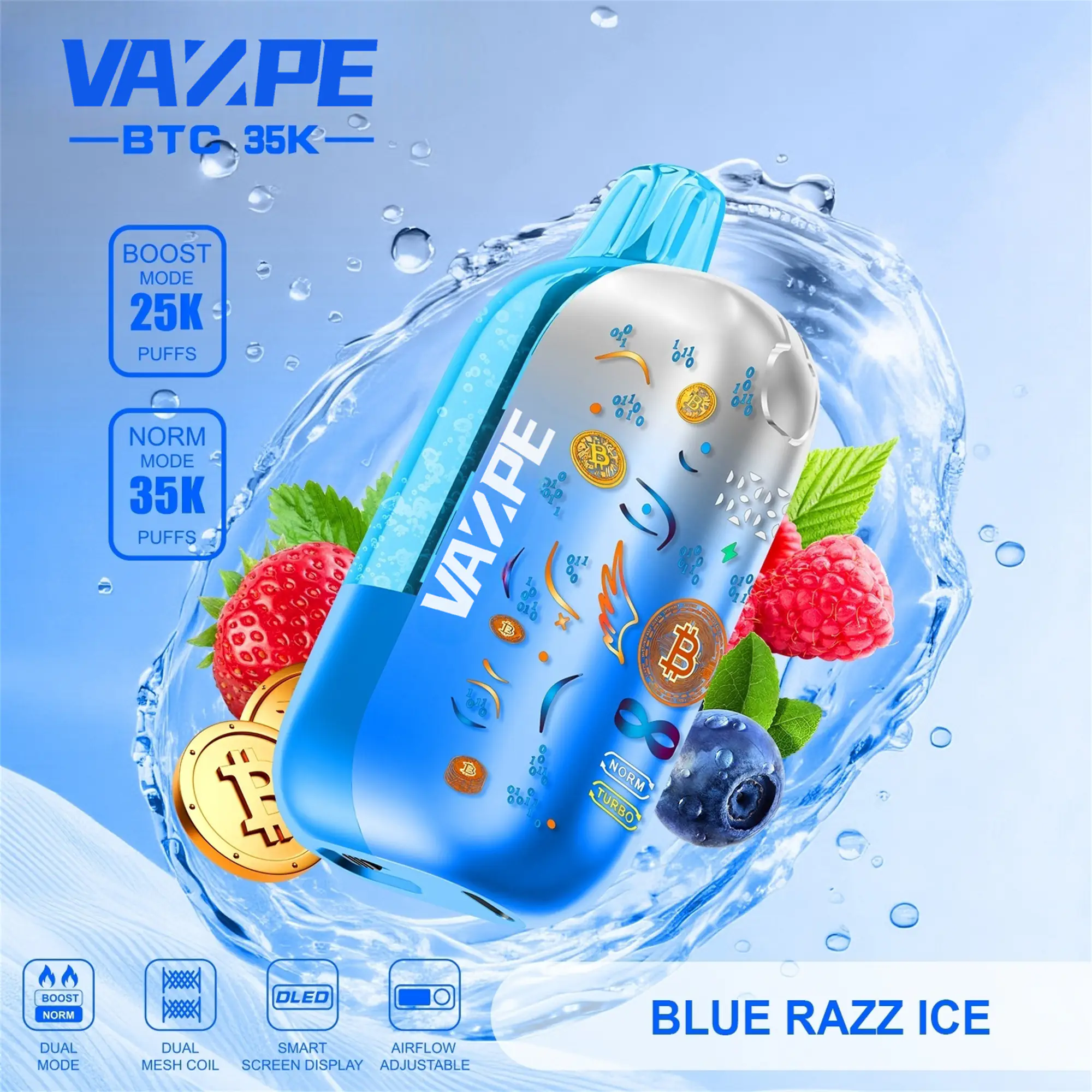 VAZPE BTC 35K okus Blue Razz Ice