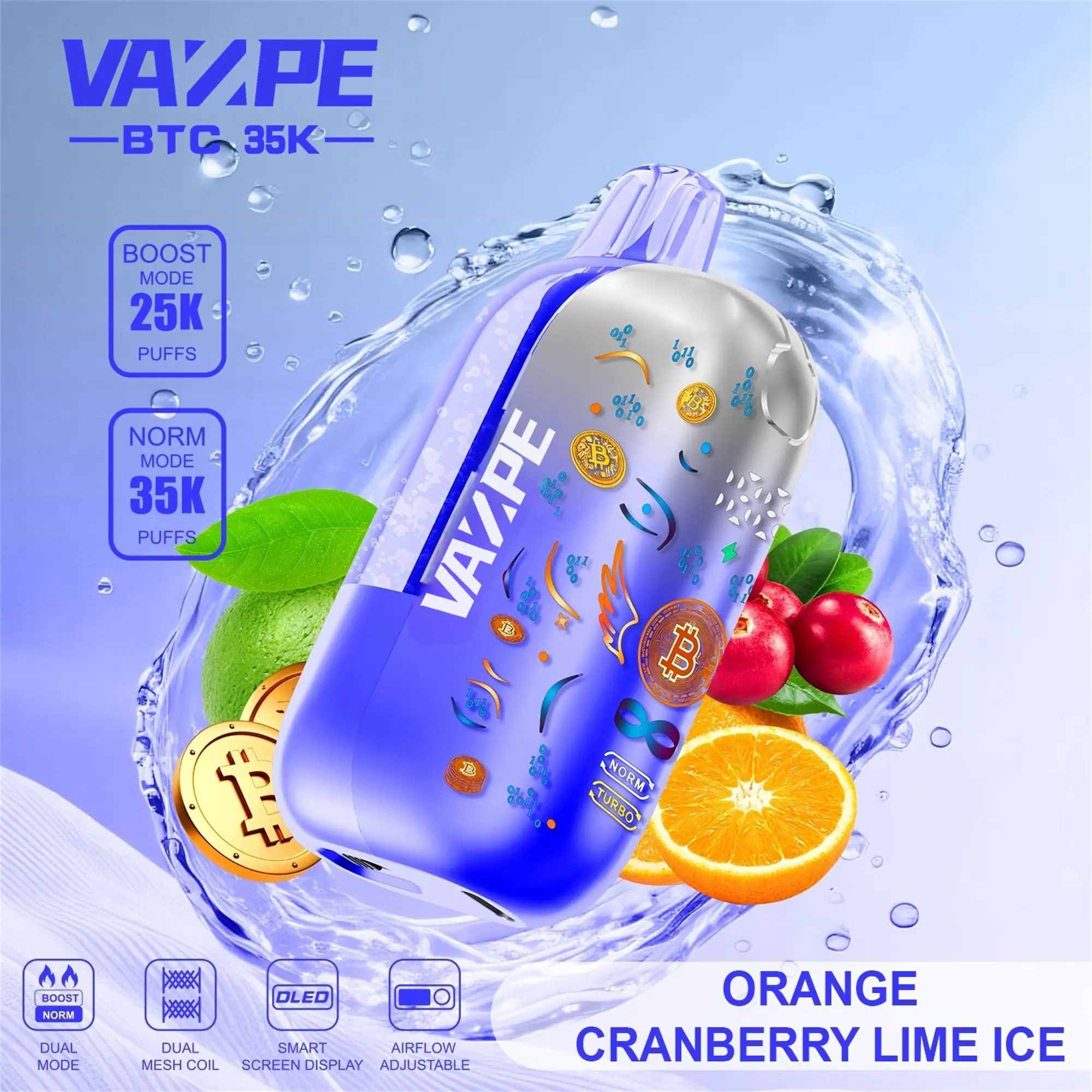 VAZPE BTC 35K Orange Cranberry Lime Ice okus