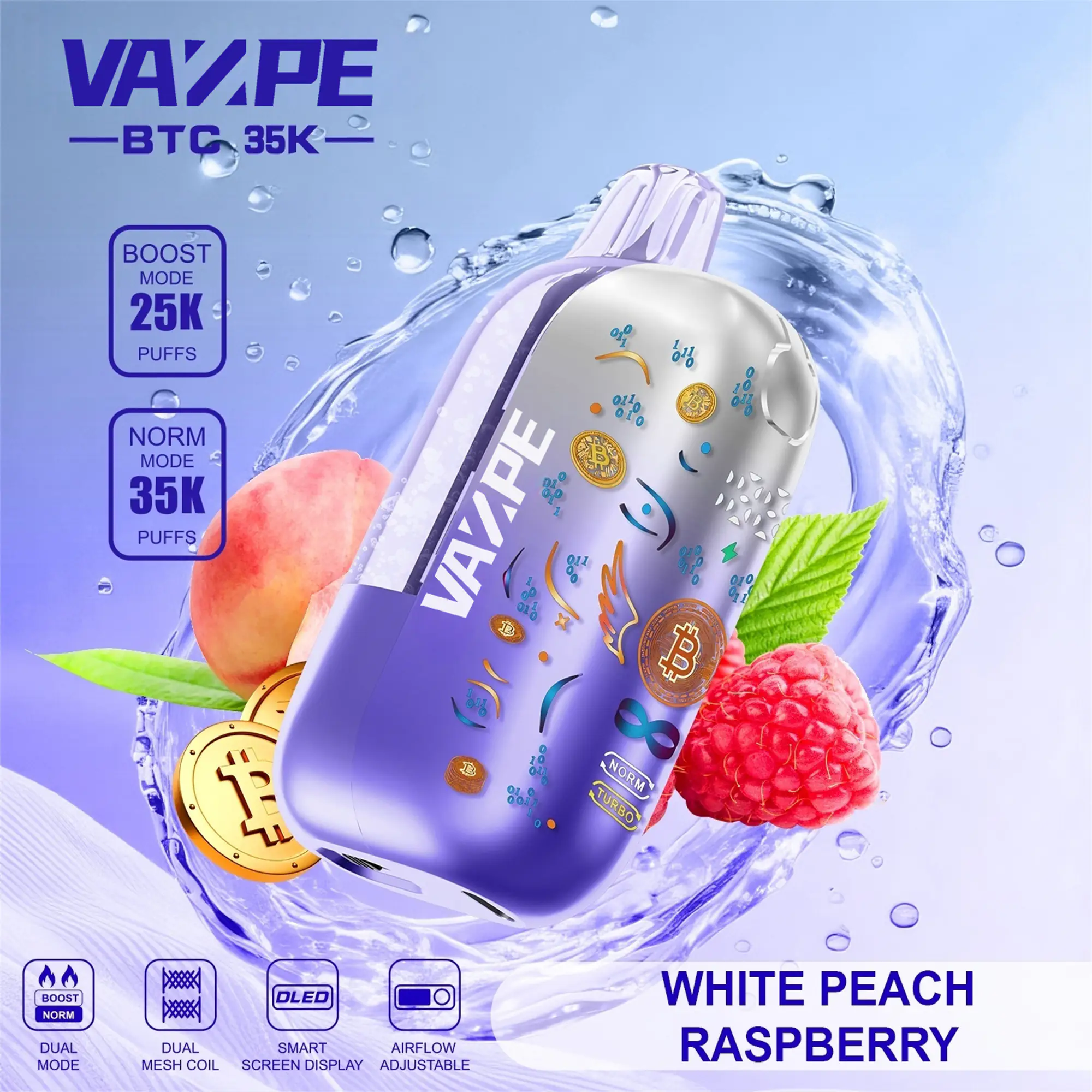 VAZPE BTC 35K White Peach Raspberry okus